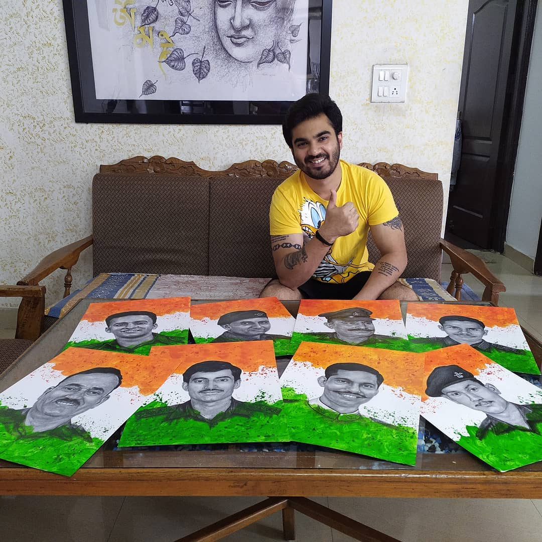 hutansh verma portraits of patriots martyr families paintings art